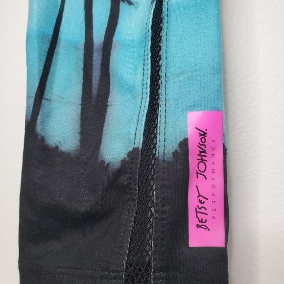 BETSEY JOHNSON blue palm tree‎ printed crop yoga pant XS - Picture 3 of 6